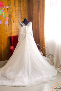 20YS01WL01 Mia Plus LS Satin Strap V neck Tulle A line b Plus Size Bride Malaysia, Bridal Dress Rental Malay Kuala Lumpur Rental, Bride Engagement Dress Rental Malaysia,