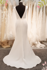 808BYW01 Meghan Long Sleeves Plain Satin Sparkle sleeves 3 ROM wedding dress rental Malaysia, Simple wedding dress malaysia, ROM wedding gown Kuala Lumpur, Garden wedding reception Malaysia,
