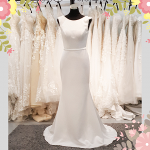 808BYW01 Meghan Long Sleeves Plain Satin Sparkle sleeves 1 Crepe Wedding Dress Rental Kuala Lumpur, ROM wedding gown Kuala Lumpur,