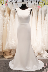 808BYW01 Meghan Long Sleeves Plain Satin Sparkle sleeves 1 Crepe Wedding Dress Rental Kuala Lumpur, ROM wedding gown Kuala Lumpur,