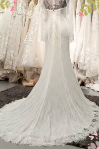812BY03W01 Ellye Long Sleeves Chantilly lace trumpet zip 16 Long Sleeves Wedding Dress Rental Kuala Lumpur, French Lace wedding Dress rental Malaysia,