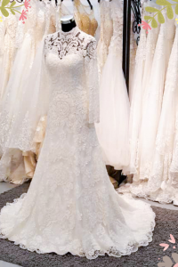 906LLW03 Fhrisha Long Sleeves Baroque A line 4 Malay Wedding Dress Malaysia, French Chantilly Lace bridal dress custom make malaysia,