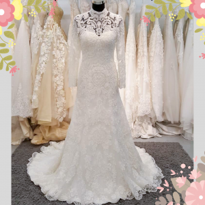 906LLW03 Fhrisha Long Sleeves Baroque A line 1 Gaun Pengantin Kuala Lumpur Sewa, Petite Bride Dress Rental Malaysia,