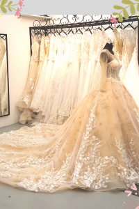 908XNW01 Jazmin Champagne LS Princess 4 Petite Bride Malaysia, Wedding Ballgown rental Malaysia, Bridal Dress Rental Malay Kuala Lumpur Rental,