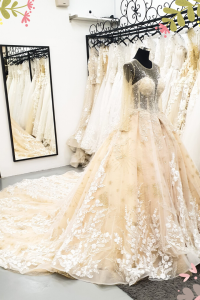 908XNW01 Jazmin Champagne LS Princess 1 Malay Wedding Dress Design Kuala Lumpur, Wedding Ballgown rental Malaysia,
