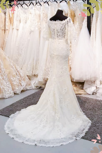 909BY05W03 Fara Cape Sleeves off shoulder full lace trumpet 5 Petite Bride Malaysia, Wedding Ballgown rental Malaysia, Bridal Dress Rental Malay Kuala Lumpur Rental,