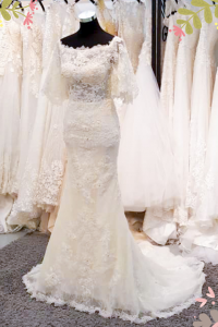 909BY05W03 Fara Cape Sleeves off shoulder full lace trumpet 1 Simple wedding dress malaysia, ROM wedding gown Kuala Lumpur,