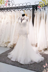 910LLW07 Darla LS baroque trumpet 2 Malay Wedding Dress Malaysia, French Chantilly Lace bridal dress custom make malaysia,