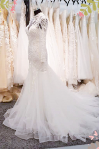 910LLW07 Darla LS baroque trumpet 5 Pengantin Malaysia Baju Sewa, French Lace wedding Dress rental Malaysia,