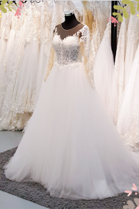 910LLW08 Sabrina LS baroque Princess Soft tulle 12 Long Sleeves Bridal Dress Malaysia Rental, French Lace wedding Dress rental Malaysia,
